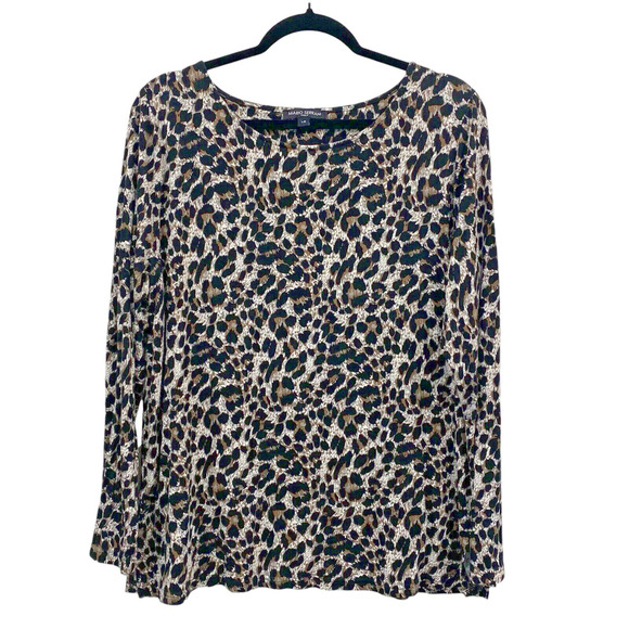 Mario Serrani Long Sleeve Tunic Top-Womens L-Trendy Soft Comfy Leopard Print - Picture 1 of 10
